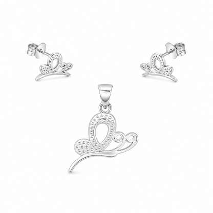 Silver Flutter Pendant Set